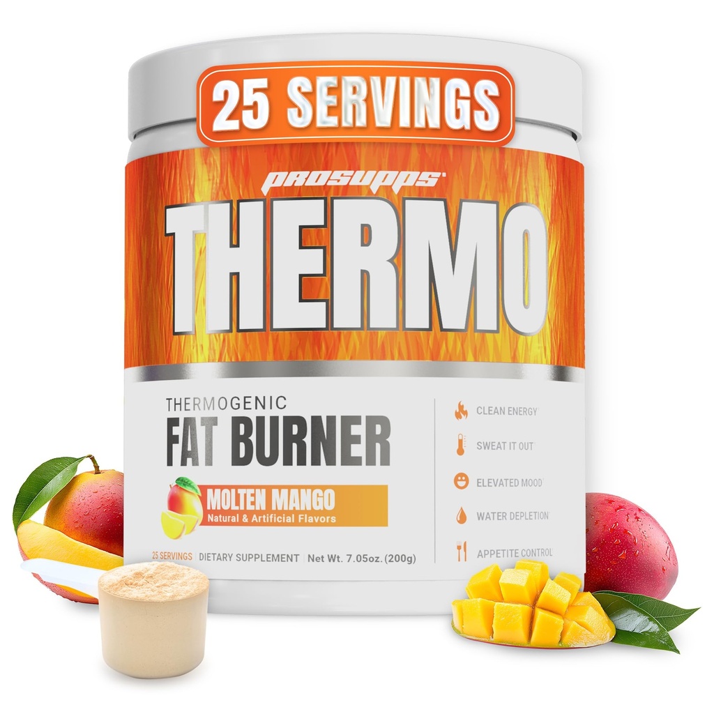 PROSUPPS Termogeniczny proszek spalający tłuszcz, Molten Mango - Weight Loss & Metabolity Booster suplement do ćwiczeń dla kobiet i mężczyzn - Wspiera Apetite Control & Boosts Energy - Gluten- Free - 25 Służenie