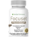 Focuset Nootropics Mózg i Focus Formuła. 90 Kapsułki Dimetyloaminoetanol (DMAE Bitartrate), L- Glutamina, L- Tyrozyna, GABA, Bacopa i więcej, Biały