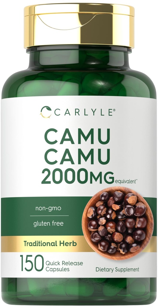 Carlyle Camu Camu z witaminą C 124; 2000mg z 124; 150 kapsułek z 124; Herb Extract Supplement z 124; Myrciaria Dubia z 124; Non- GMO i Gluten Free