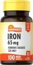 Sundance Żelaza suplement Siarczan żelaza 325mg Siarczan glinu 124; 100 Tablets Siarczan glinu 124; Wegetarianin, Non-GMO, i Gluten Free
