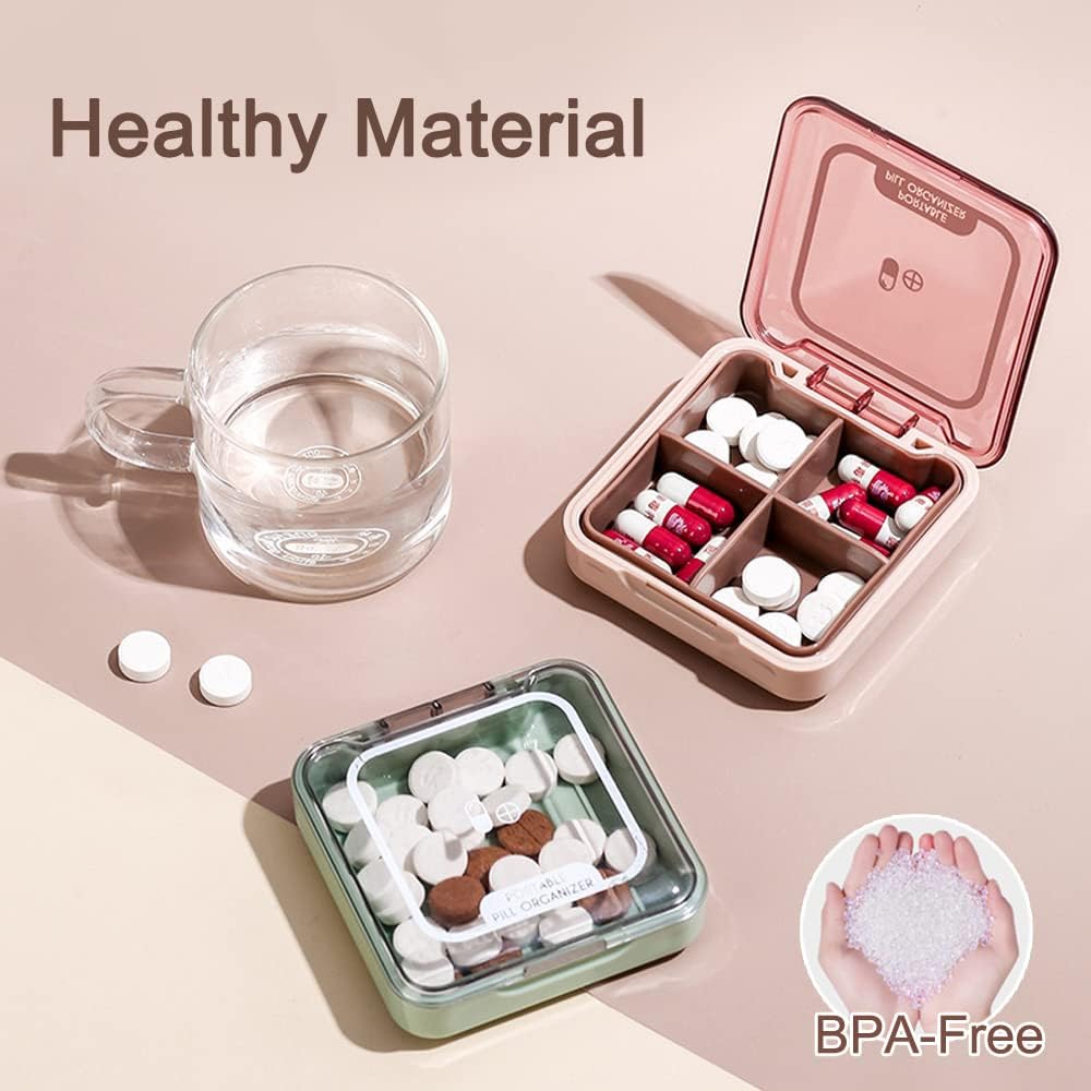 Małe pióro Pudełko, BPA Bezpłatny pióro Skrzynka z 4 Wielkimi kompartmentami do przechowywania witamin, Moistureproof Portable Pill Box Organizator podróży (zielony)