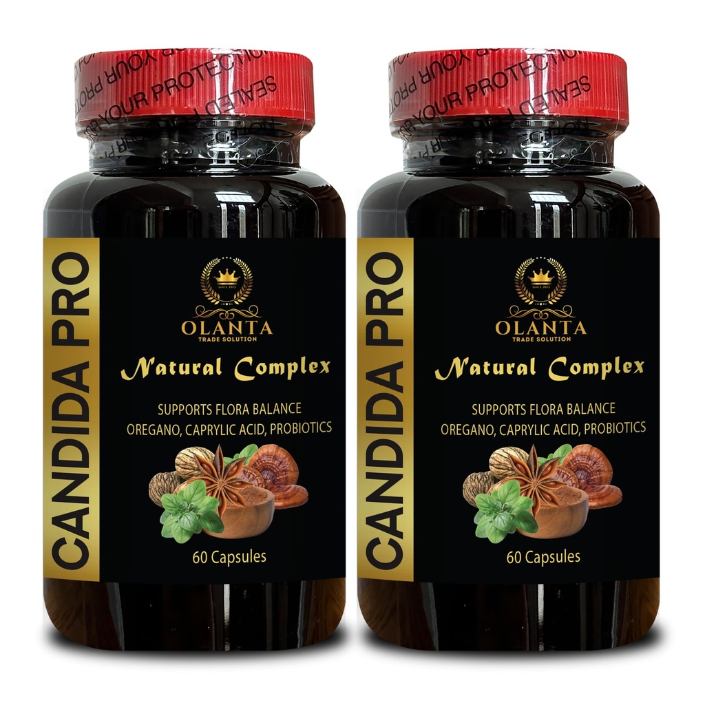 Candida Supplement Supplement - Pigułki pomocy pokarmowej, Pomaga zdrowej florze jelitowej & Wsparcie dla systemu immunologicznego z enzymów pokarmowych - 2 Butelki 120 Kapsułki