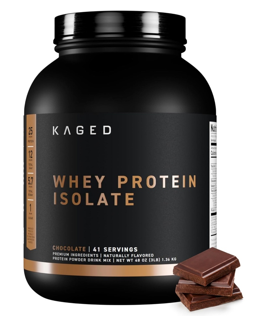 Kaged Whey Protein Isolate Proszek 124; Czekolada 124; 100% Czysta Niska Laktoza Serwatka 124; Post Workout Recovery Drink 124; Wspomaga budowanie mięśni 124; Suplementy dla mężczyzn i kobiet 124; 41 Służenie