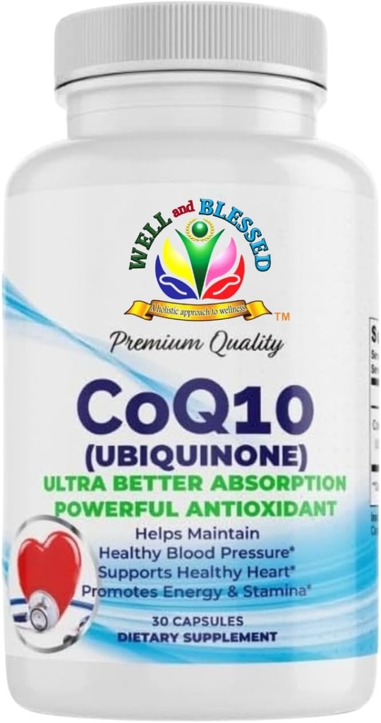CoQ10 (Ubichinon) - 30 kapsułek - Ultra Better Absorption Formula - Promowanie Energii i Staminy - Wegańskie i Wegetariańskie Przyjazne - wolne od sztucznych dodatków