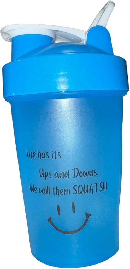 Butelka do shakera białkowego, Butelka ShakeELITE - 13oz BPA- Free blender z bezpiecznym lid-Proof Lid & Mixing Ball - Perfect for Gym, Fitness, and On- the- Nutrition BLUE