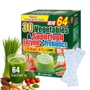Yamamoto Kanpoh YAMAKAN Zielone Superfood Proszek z prebiotycznym włóknem & Enzymy do trawienia, 30 Warzywa i młody Sok z trawy Barley Mieszanka z Japonii, Gut Zdrowie dla kobiet i mężczyzn, 64 Pakiety