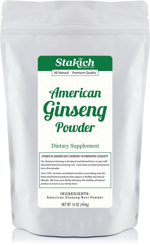 Stakich American Ginseng Root Powder - 1 funt - czysty (1 funt)