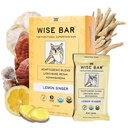 Wise Bar Adaptogen Mushroom Nutrition Bars z Reishi, Lions Mane & Ashwagandha, Organic Vegan & Gluten Free przekąski dla naturalnego skupienia, Energia & Wsparcie odporności, Lemon Ginger Flavor, 12 Count