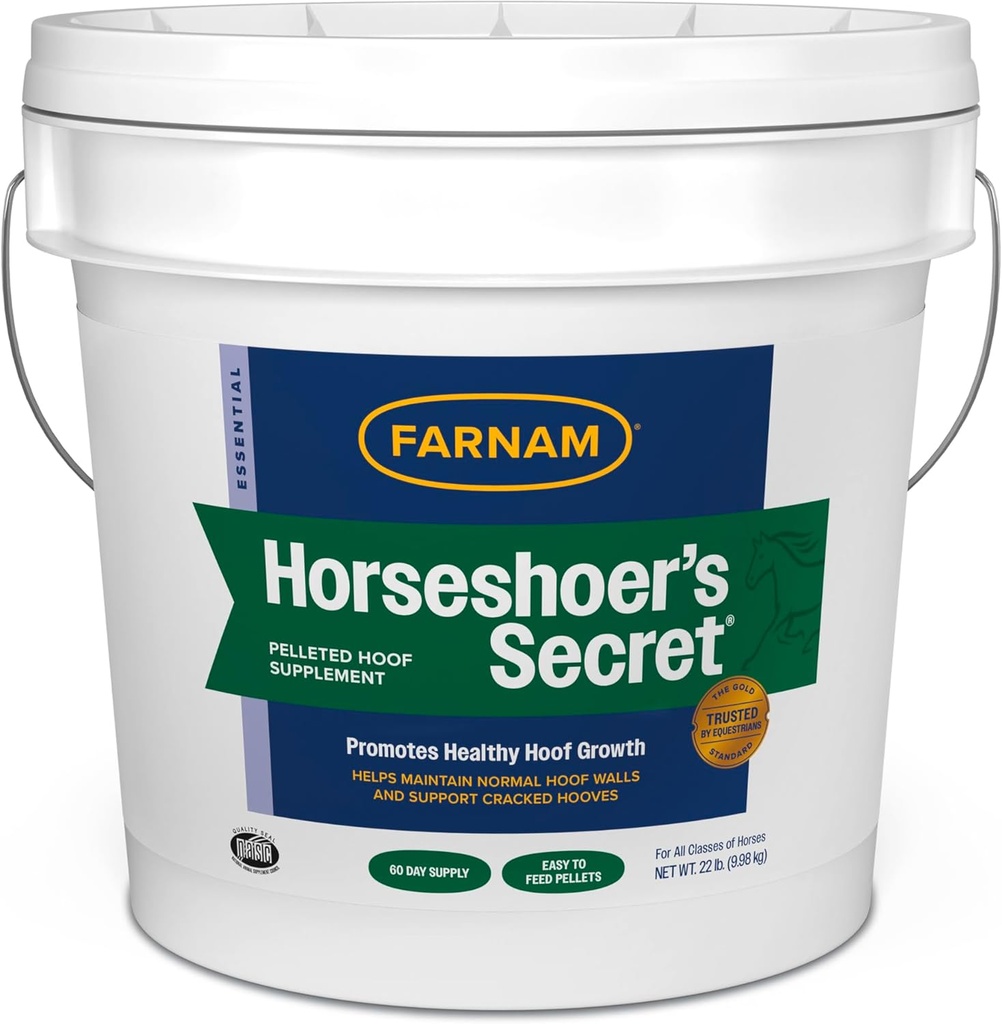 Farnam Horseshoer 's Secret Pelleted Hoof Supplement dla koni promuje zdrowy wzrost kopyt, 22 lb., 60 dni dostaw