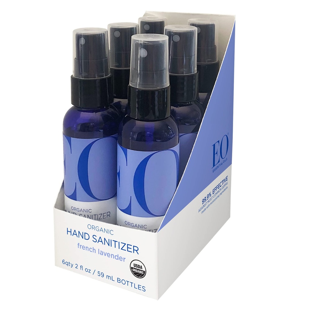 EO Organic Hand Sanitizer Spray: French Lavender, 2 unce, 6 Count