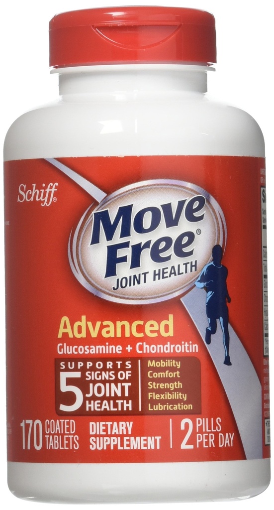 Schiff Move Free Joint Health Suplement diety, Zaawansowana Glukozamina Chondroitin 170 Tabletki