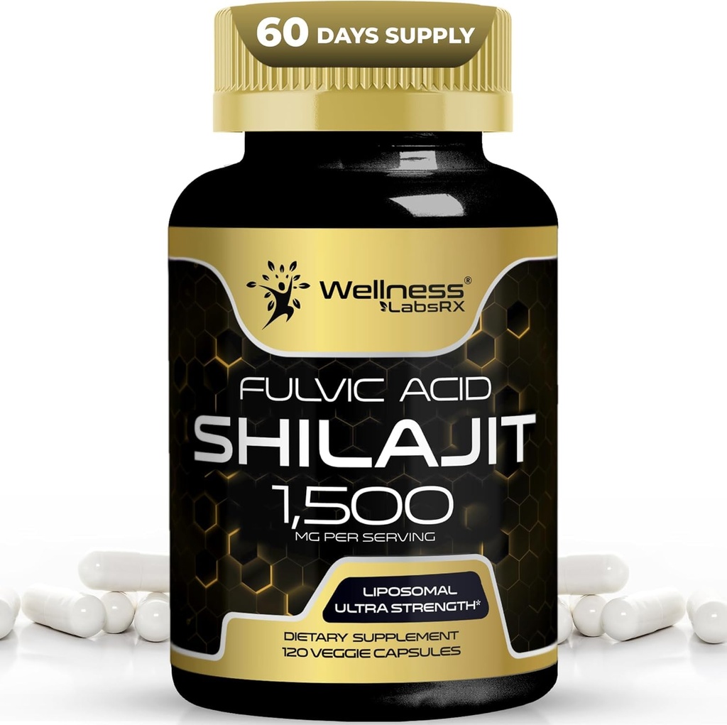 Himalayan Shilajit for Men - 1500mg Shilajit Kapsułki dla Men, Pure Shilajeet dla Kobiet z naturalnie rozkręcającym kwasem Fulvic - Shilajet for Enhanced Energy and Immune Support - 120 Count (Pack of 1)