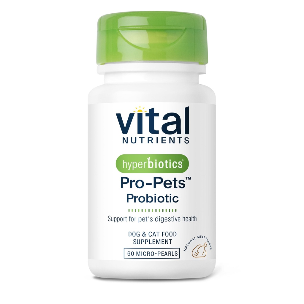 Vital Nutrigents Pro Zwierzęta domowe Probiotyki dla psów i kotów 124; Psy Probiotyki dla zdrowia trawiennego, Gut Health, Okazjonalna Biegunka * Okazjonalna Biegunka 124; Smakowity Smak Mięsny 124; NieGMO 124; Hiperbiotyki 124; 60 Micro Tablets