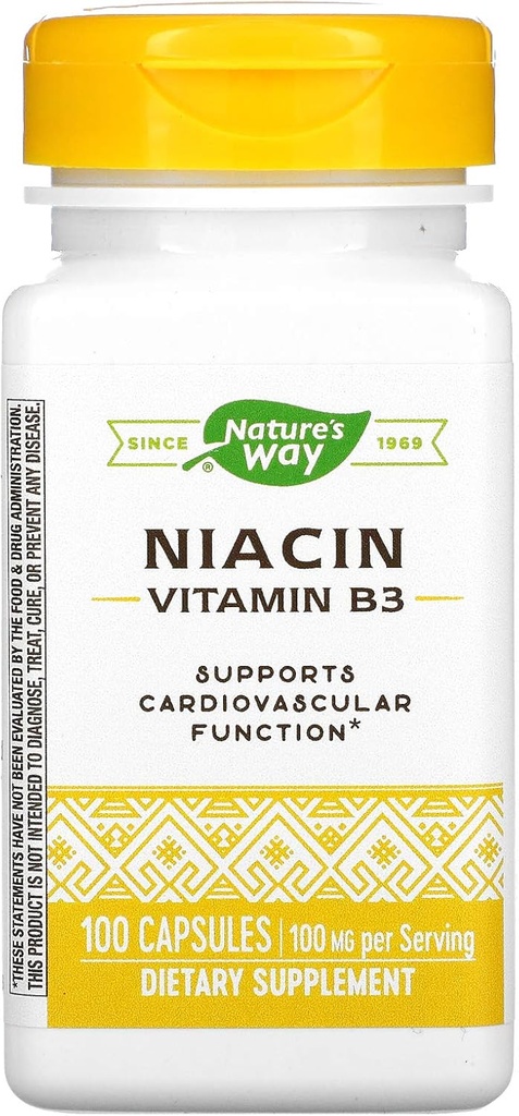 Niacyna, witamina B3, 100 mg, 100 kapsułek, sposób przyroda