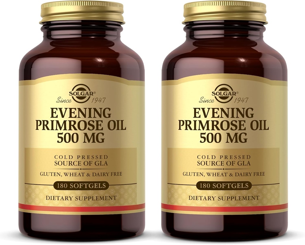 Solgar Wieczór Primrose Oil 500 mg - 180 Softgels, Pack of 2 - Cold Pressed Source of GLA - Gluten Free, Dairy Free - 360 Total Servings