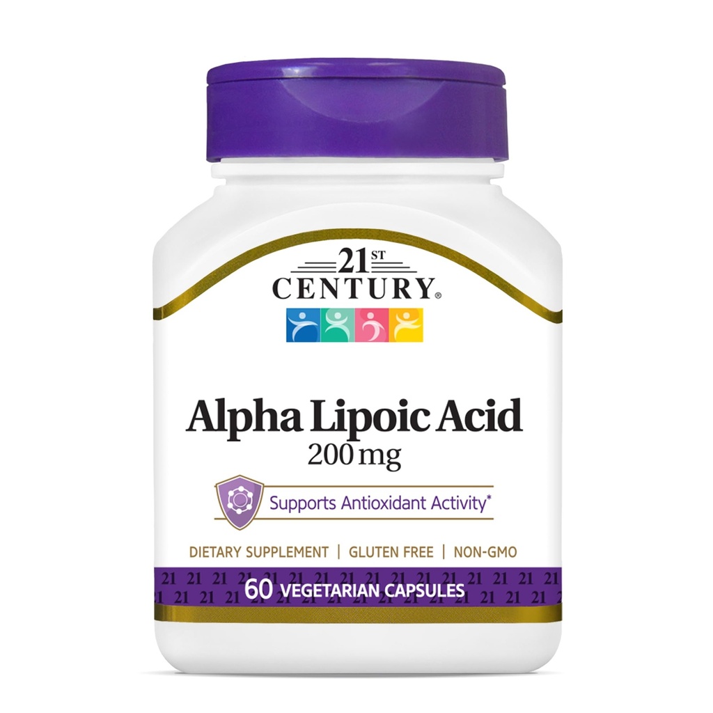 21 Century Healthcare Alpha Lipoic Acid 200 mg, 60 Hrabia Kapsułki wegetariańskie