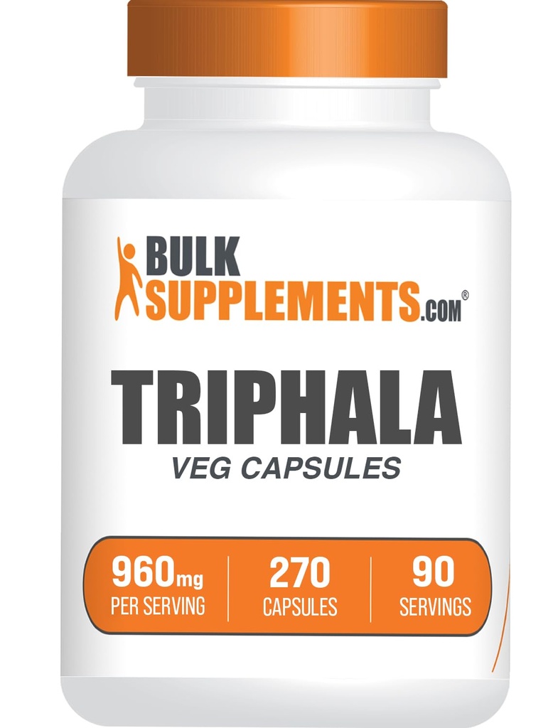 BulkSupplements.com Triphala Kapsułki - Triphala Suplementy z Amla, Haritaki i Bibhitaki - Gluten Free, 3 kapsułki na Serving, 270 Hrabia (Pack of 1)