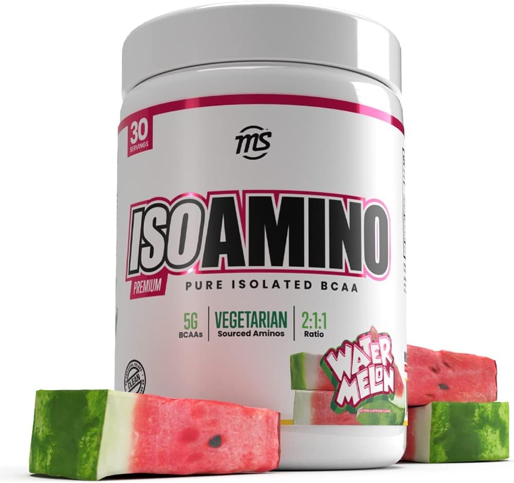 Man Sports ISO Amino - Arbuz Wyizolowany BCAA Proszek 270 Grams - Wegetariański Formuła 2: 1: 1 Stosunek - Składniki naturalne - Lean Muscle Building Fat Supplement