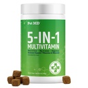 Pet MD 5in1 Dog Multivitamin - 30 Witaminy zasadnicze, minerały i składniki odżywcze do skóry i płaszcza, Hip & Joint, trawienie, Senior Dog & Puppy Witaminy - Glukozamina, Omega 3 6 9, & Probiotyki - 60ct