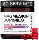 Gumie magnezowe - 410mg Gluminatu magnezowego pierwiastkowego i suplementu L- Threonian Complex - Gummies magnezowo-magnezowy dla uspokojenia nastroju, wsparcia mięśni i serca - Gummy magnezowy do żucia 60 szt.