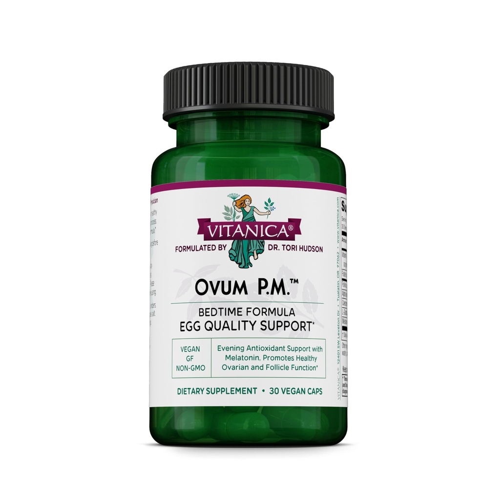 Vitanica Ovum P.M. - Egg Quality Support with Vitamina D3, Alpha Lipoic Acid & Melatonin - Działa najlepiej z Ovum A.M. - Herbal Dietary Supplement for Women 's Health - Lady - 30 Vegan Caps