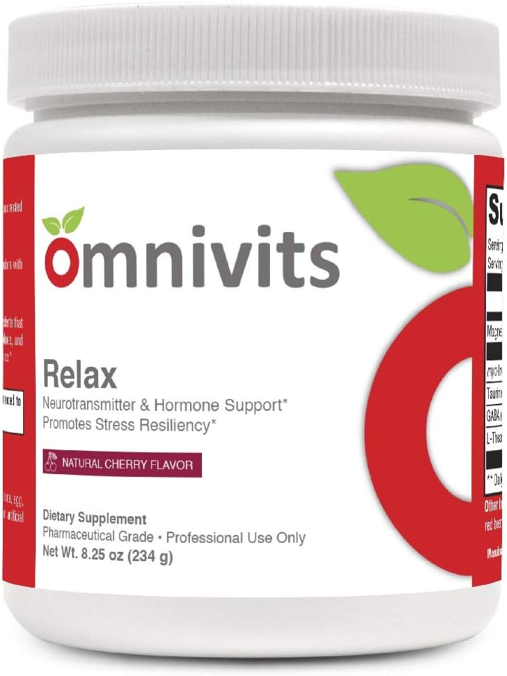Relax Naturalny aromat wiśniowy 124; Magnez jako Albion Di- Magnezu Malate, Myo- Inozytol, Tauryna, GABA, L- Theanina (Suntheanine) 124; Zdrowe ciśnienie krwi, Emocjonalne Wellness 124; Proszek 60 Podawanie