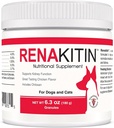 Renakitin Nerki Suplementy dla psów Koty - Zawiera chitozan i karbonian wapnia, Wsparcie Optymalne funkcje nerek, Great Tasting Chicken Flavor, 6.3 oz