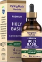 Piping Rock Holy Basil Liquid Extract Baxter 124; 4 Fl Oz 124; Tulsi Leaf Tincture 124; Vegetarian, Non-GMO, Gluten Free Supplement