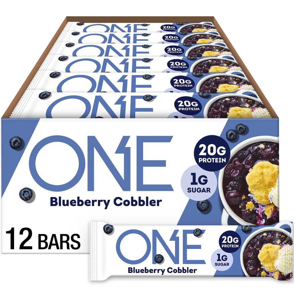 One Protein Bars, Blueberry Cobbler, Gluten Free z 20 g Protein i 1 g cukru, spiżarnia Staples, 2.12 oz (12 Count)