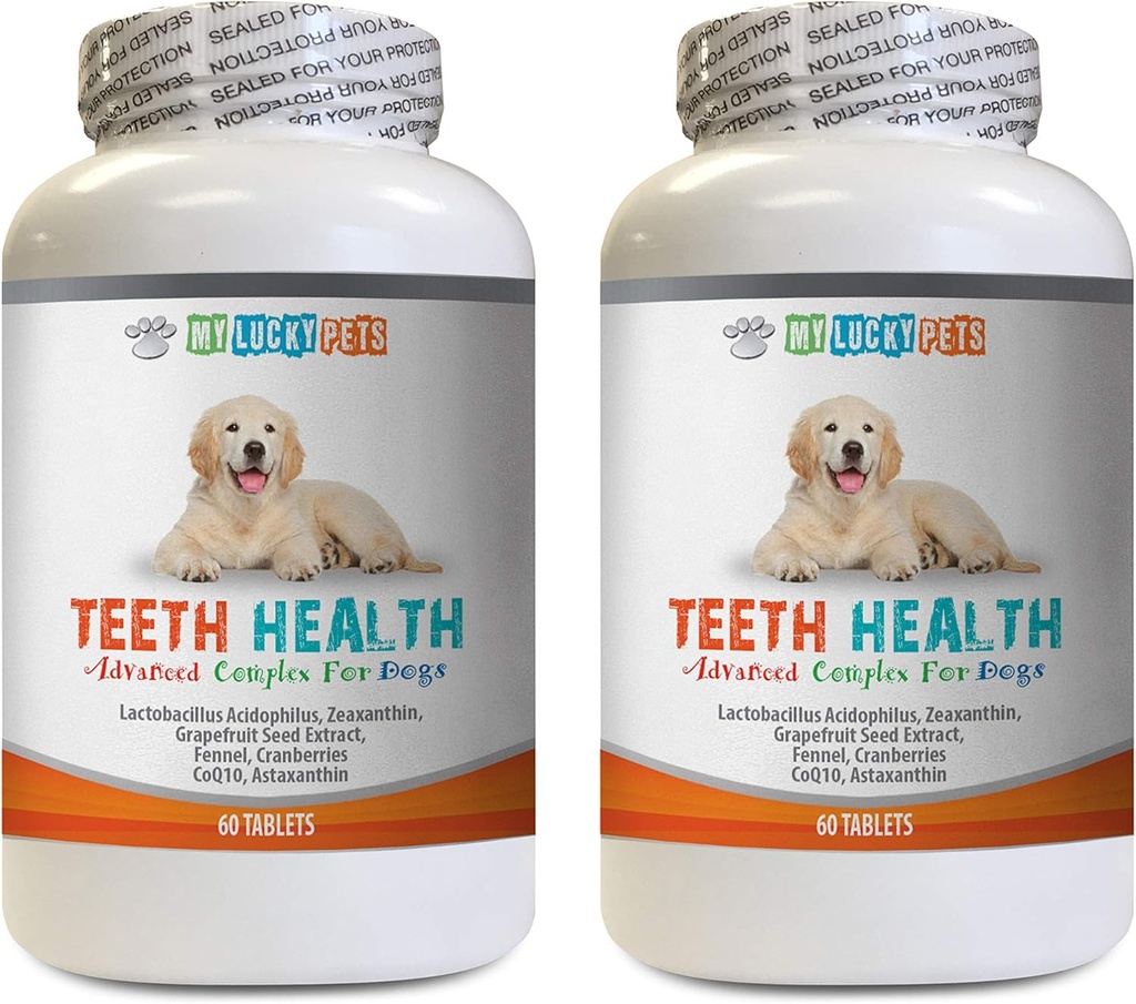 Tabletki z oddechem psa - Advanced Teeth Health for Dogs - Fights Bad Breath - Best Looking Gums and Teeth - Witamina c for Dogs Pills - 120 Tablets (2 butelki)