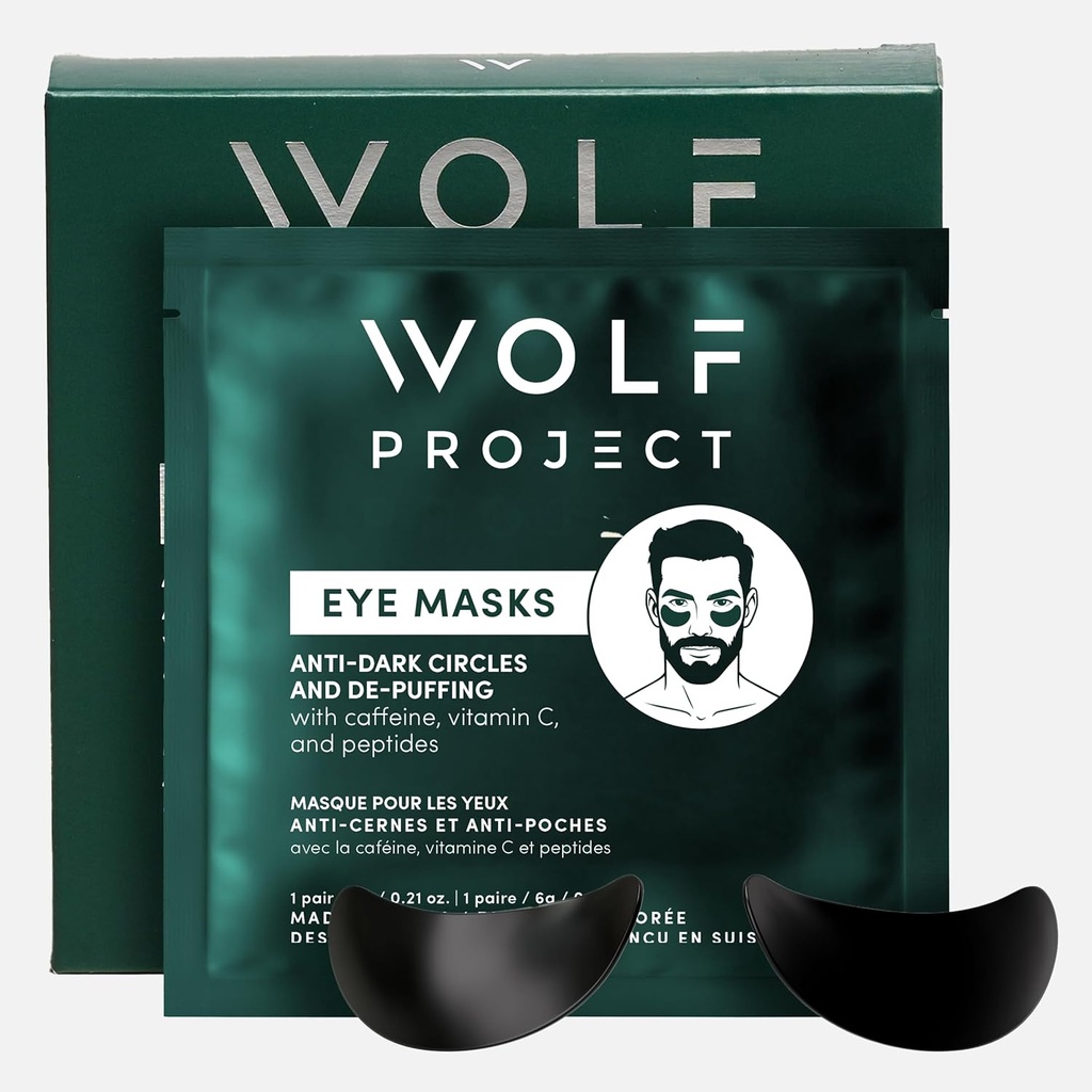 Wolf Project Under Eye Patches (5 par) for Dark Circles, Puffy Eyes, and Wrinkles - With Cafeline, Witamina C and Peptydes. Pod maskami oczu zmniejszyć zmęczone oczy i pod oczami torby