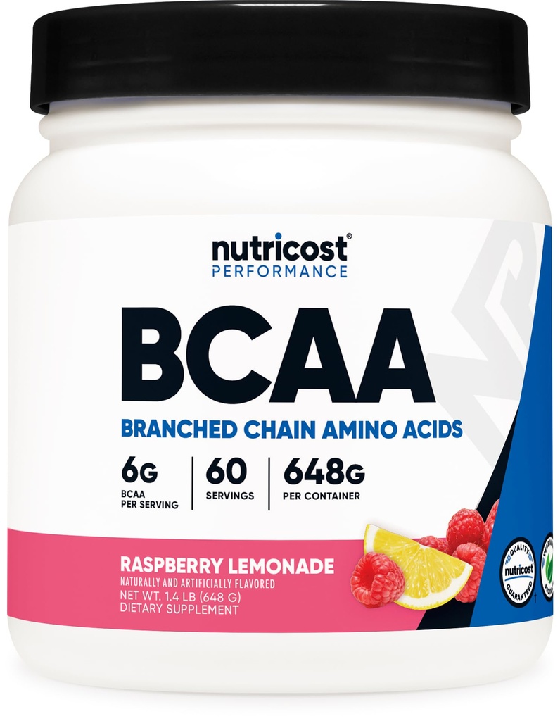 Nutricost BCAA Proszek (Lemoniada malinowa, 60 Sług) - Optymalny 2: 1: 1 Stosunek