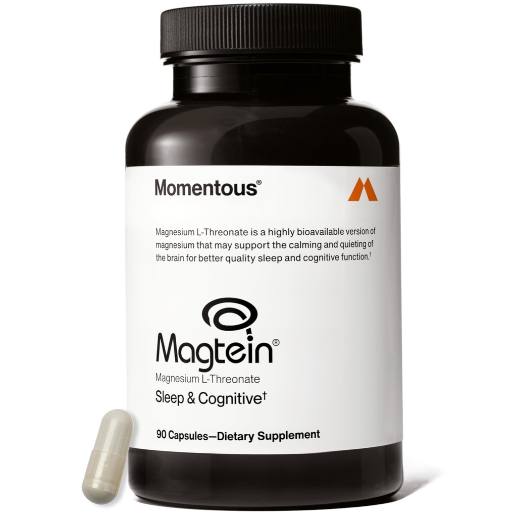 Momentous Magtein Magnezu L- Threonian - Suplement do Wspomagania Mózgu i odpoczynku - zwiększa funkcje poznawcze i jakość snu - NSF Certified for Sport -145 mg - 30 Służenie