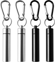 4 Opakowanie przenośny pojemnik na pióro skrzynka na walizkę Aluminium Alloy Keychain Pill Holder wodoodporny metalowe zatyczki do zębów Pudełko na zewnątrz Camping Travel (2Pcs Black + 2Pcs Silver)