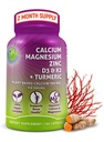 Wapń bazujący na plantacji 500mg (Akwamina) - Wegański Magnezu Cynk D3 z witaminą K2 & Organic Turmeric - Poprawa zdrowia i siły kości i mięśni, Wsparcie immunologiczne dla kobiet i mężczyzn - 180