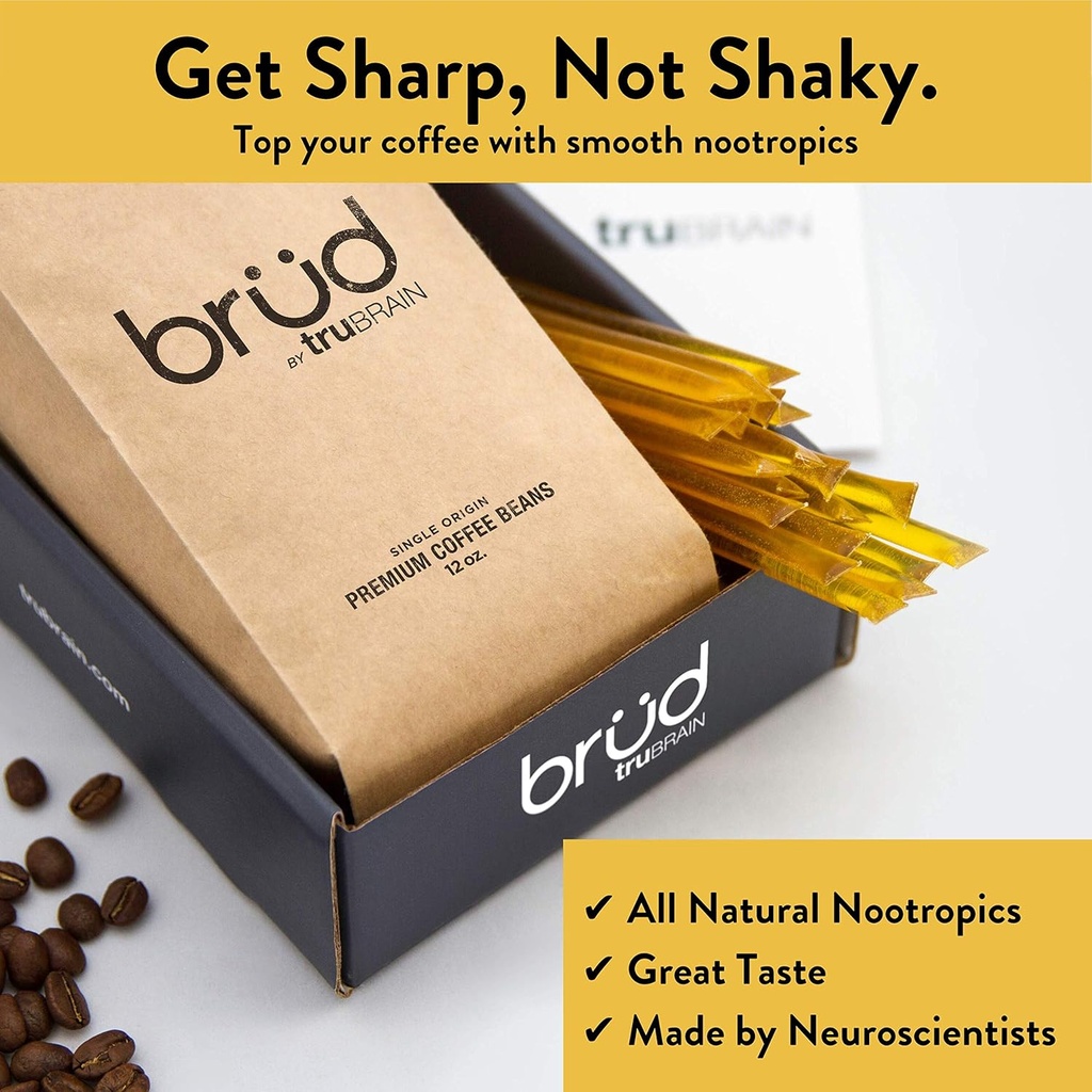 TruBrain Nootropic Coffee Enhancer - Focus, Energy, Clarity. Szybkie pochłanianie nootropików 124; Wzmacniacze mózgu 124; Poprawa pamięci 124; Stop Procrastination