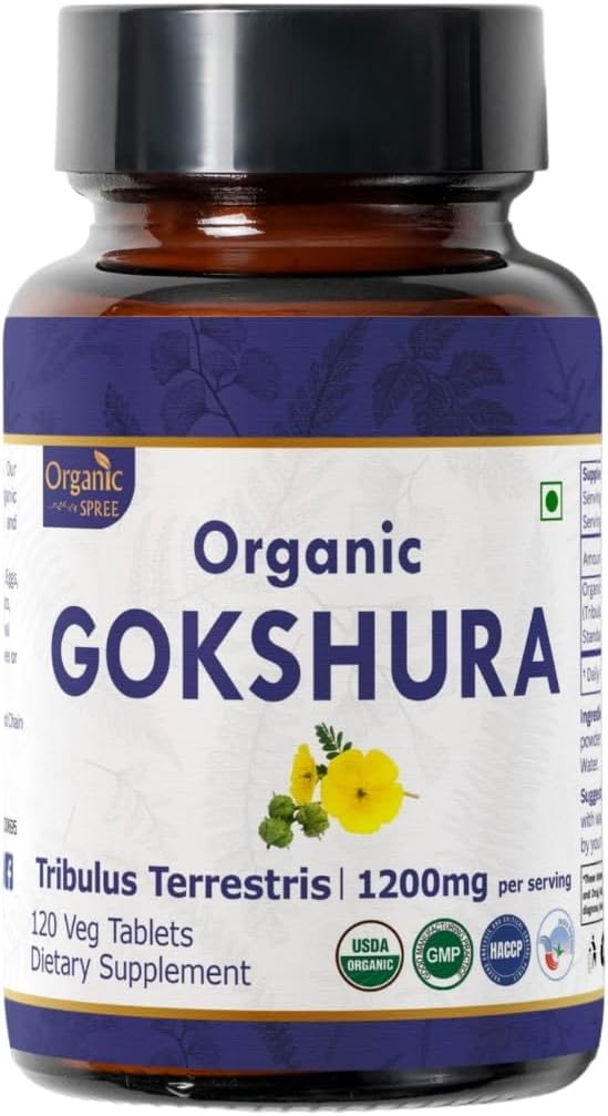 Gokshura 120 Tabletki 124; Tribulus Terrestris (Gokshura) 124; USDA Organic Certified Xi124; Wsparcie odporności i siły 124; Organic i Natural 120tab