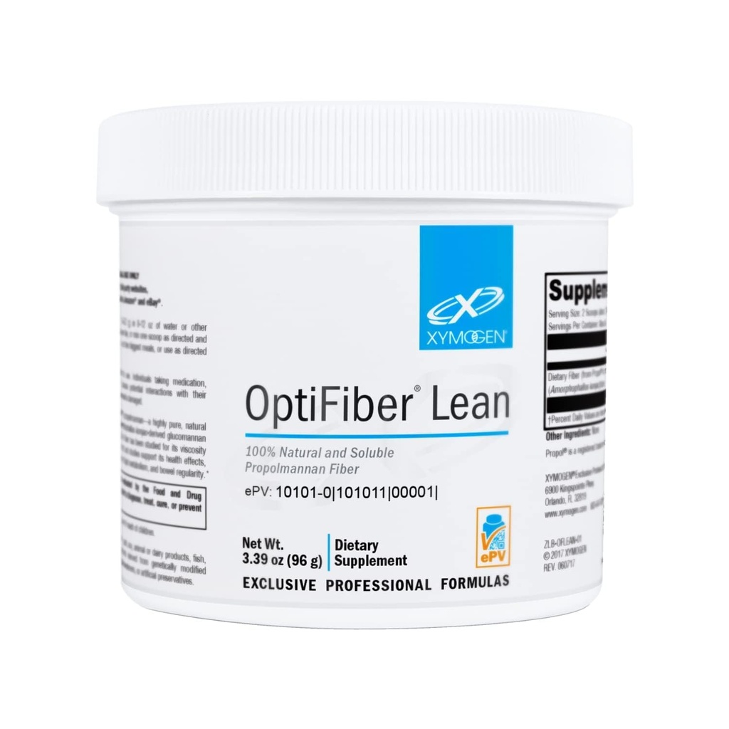 XYMOGEN OptiFiber Lean - 100% Naturalny i rozpuszczalny proszek Propolmannan Fiber - Wspiera Satiety, Cholesterol Metabolizm i Zdrowe ruchy jelit (3.39 oz)