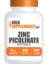 BulkSupplements.com Cynk Picolinate Softgels - Cynk 11mg, do wsparcia immunologicznego, Gluten Free - 1 Softgel na Serving, 240 Count (Pack of 1)