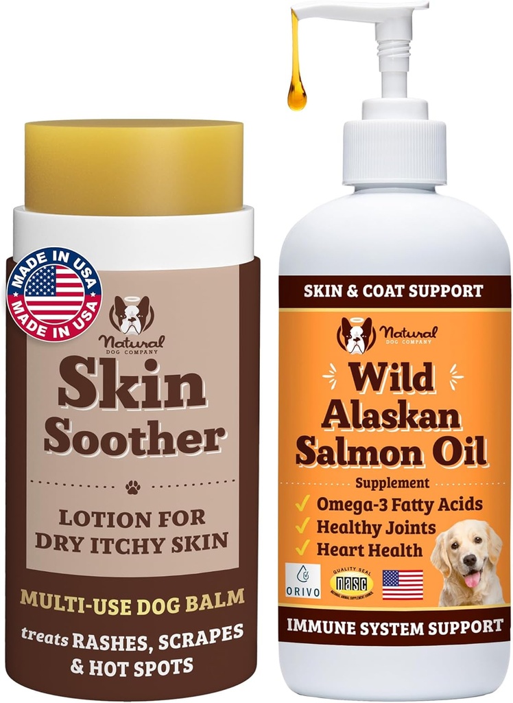Natural Dog Company Healthy Skin Bundle, Pomaga zdrowej skóry i łagodzi suchość, Swędzonej skóry, Ulgi alergii dla psów