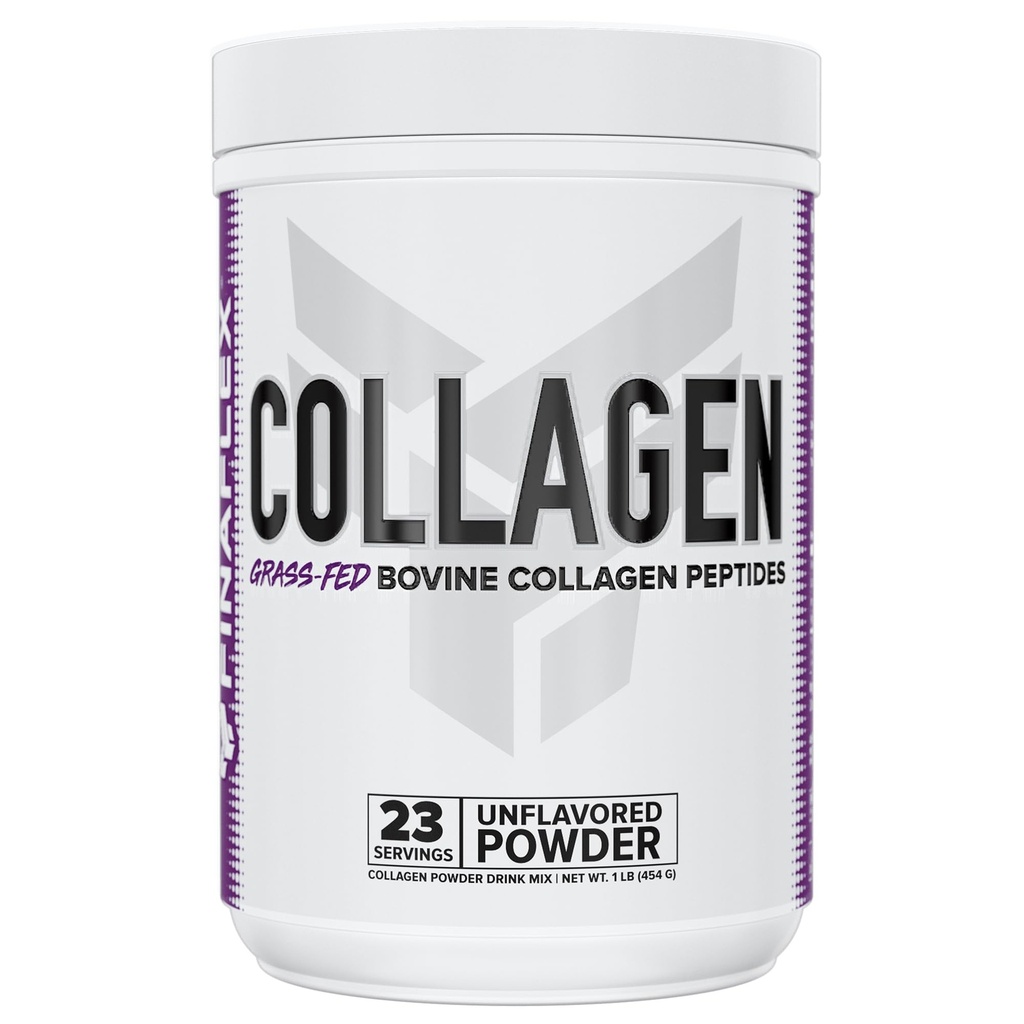 FINAFLEX Pure Collagen, Unflavored - 1 lb - Wspiera włosy, skórę, paznokcie i łączniki - 19g kolagenu bydła karmionego trawą Peptydes Per serving - 23 Służenia