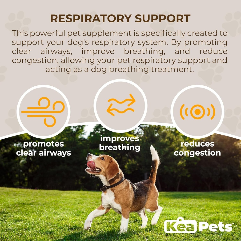 Doggie Condiments Pet Rescue Support A Natural Dog Supplement for Optimal Dog Breathing, Przezroczyste zatoki, Kaszel, Sneezing and Congestion Relief for Dogs
