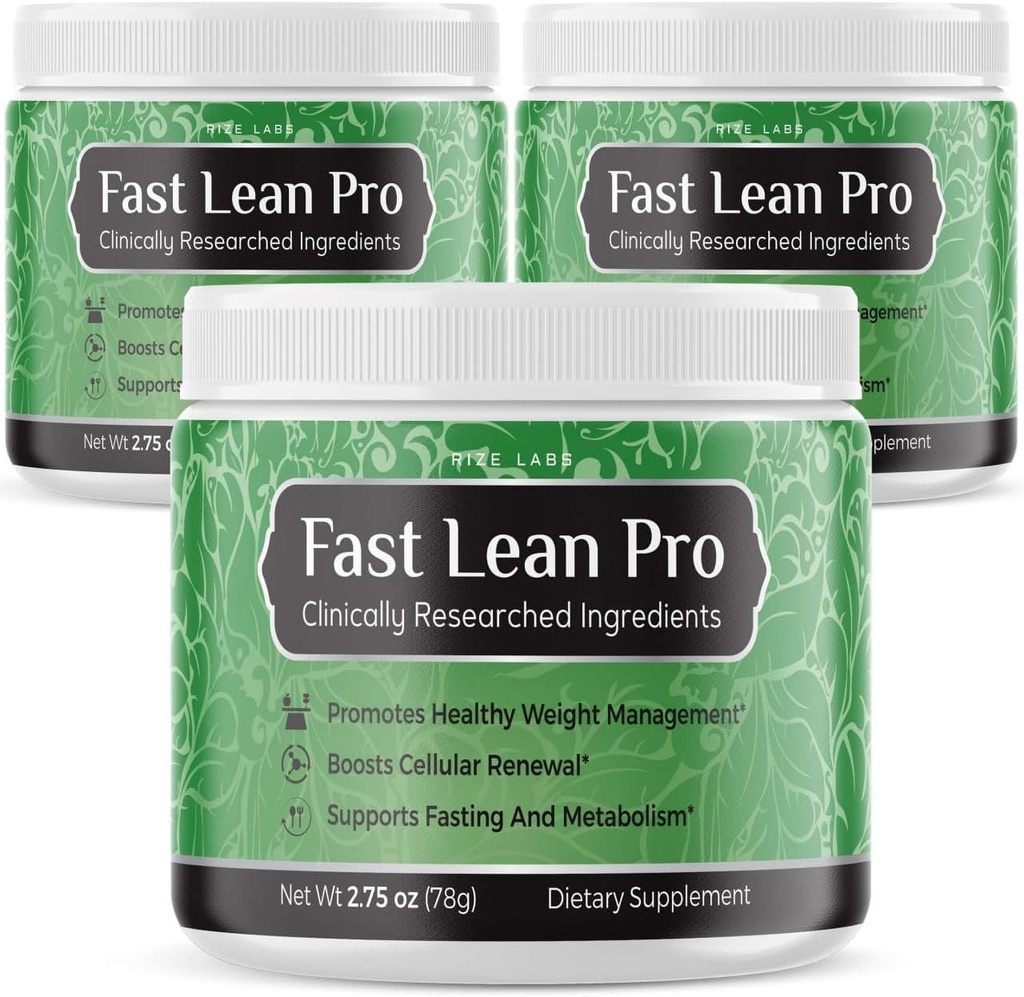 Rize laboratoria Fast Lean Pro, Oficjalny Fast Lean Pro Advanced Formuły Suplement Opinie, FastLeanPro Hydration BCAA Kapsułki Drink w słoiku, Łatwy do Scoop i smakuje świetnie (90 Sług) (Pack of 3)