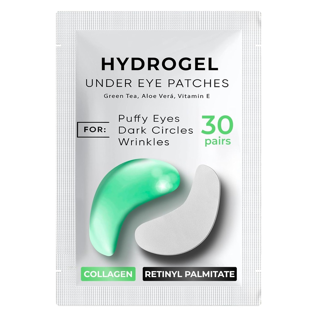 Pod pasami oczu dla ciemnych kręgów, Puffness 30 PAIRS - Ciemne kręgi pod okiem Leczenie - Pod maską oka żel - Pod pasami żelu oka dla puszystych oczu - Zielona herbata, Kolagen Eye Patches - Pod panami oczu