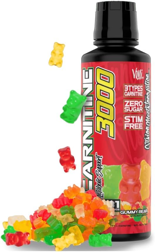 L- Karnityna 3000 Płyn 124; 3000 mg Suplement karnityny 124; Zero Calorie Zero Sugar Keto Friendly for Men and Women - Wielki Degustacja 124; 31 Służenie (Gumy Bear, 16 fl. oz.)