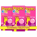 Pepto Kid 's Chewable Tablets for Heartburn, Acid Infersions, Sour Stomach, and Upset Stomach, Bubblegum Flavor, 72 Total (3 opakowania po 24)
