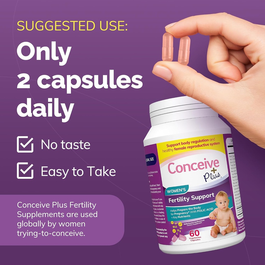 CONCEIVE PLUS Suplementy płodności dla kobiet i mężczyzn 124; 30- Day Supply Fertility Support Bundle 124; Premium Vitaminy płodności dla mężczyzn i kobiet Poczęcia 124; 2 x 60 Kapsułki miękkie
