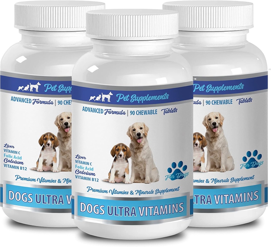Witaminy dla psów - Ultra Witaminy dla psów - Żywienia - Potężna formuła - Kompleks mineralny - Dog Wapnia Tablets - 270 Leczenie (3 butelki)