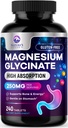 Magnezu Glicynian Chelated dla Max Wchłanianie - Wspiera kości, mięśni, Nerwy i Heart Health, Nature 's Sleep and Stress Supplement Pigułki Magnezu dla całego ciała Wsparcie - 240 Tabletki