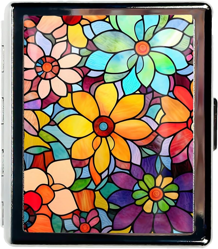 Travel Pill Organizator małe pióro Case for Purse Essentials 7 Dni Cute Pill Box z lustrzanym przenośnym pióro Pudełko na kieszeń lub torebki pióro Containe Travel Gifts (plamione szklane kwiaty)
